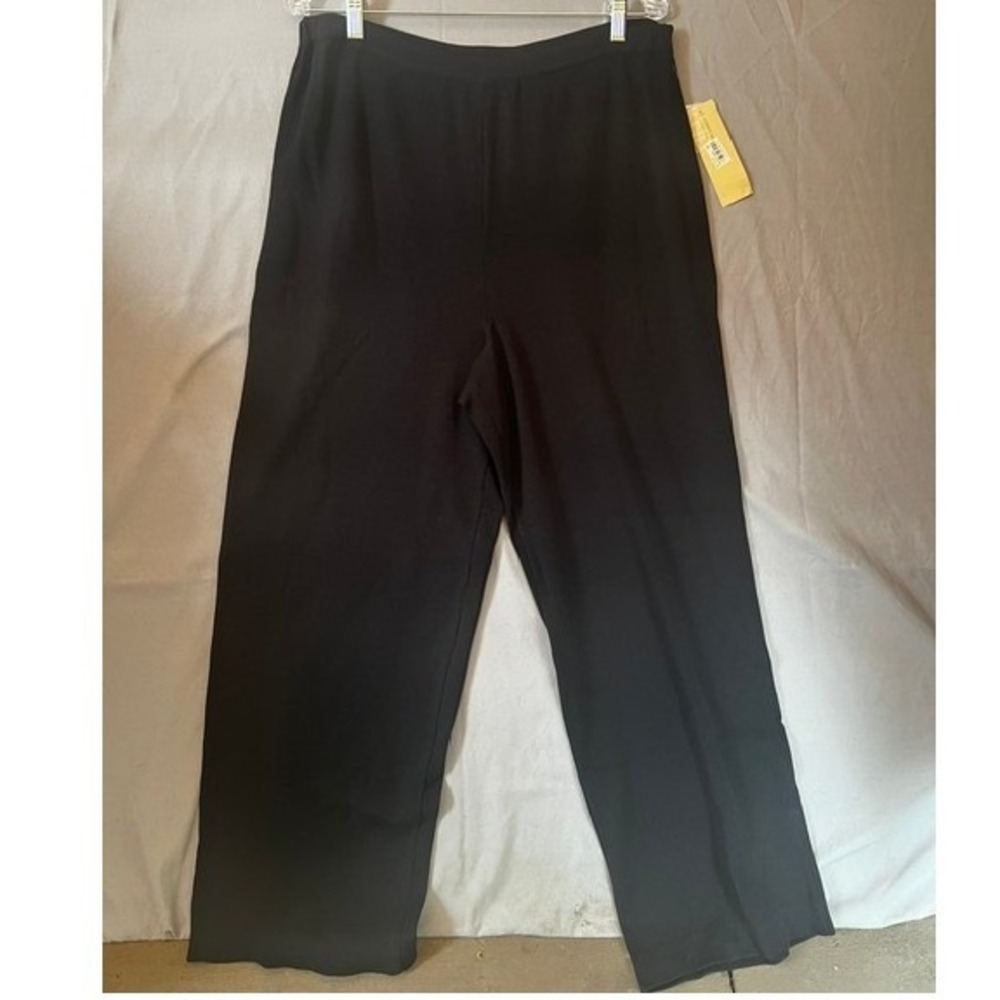 NWT Jones New York Knit Stretch Trousers Women XL Black Pull On Relaxed New